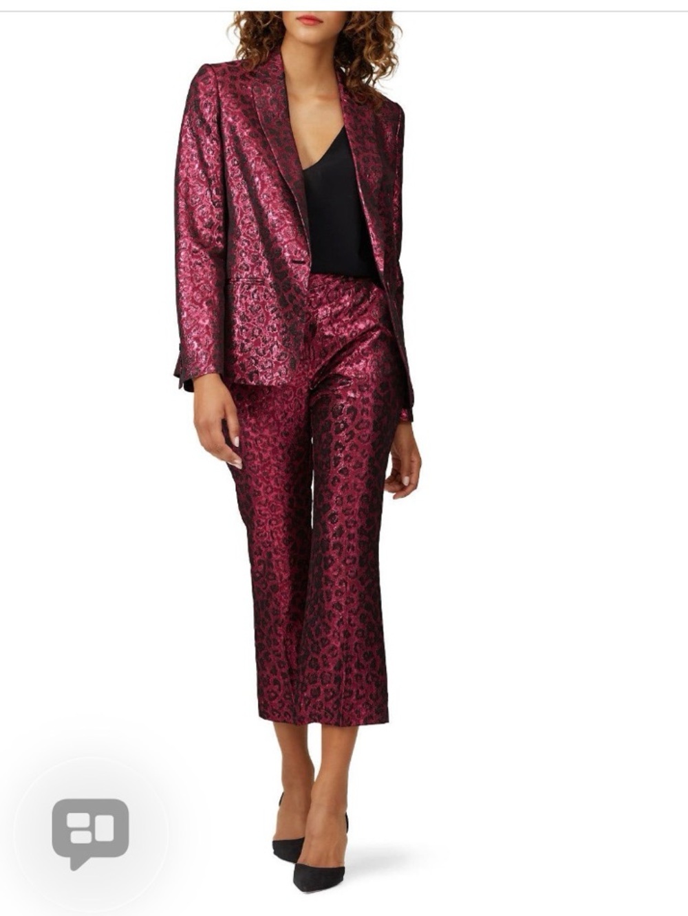 Tanya Taylor Pink Metallic Leopard Jacquard Blazer
